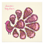 Pink Peacock Color Custom Baby Shower Invitation