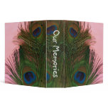 Pink Peacock Feathers Vinyl Binders