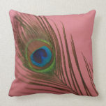 Pink Peacock Feathers Still Life Pillows
