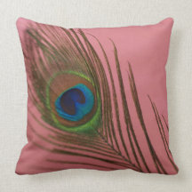 Pink Peacock Feathers Still Life Pillows