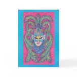 Pink Peacock Mardi Gras Mask Blank Card
