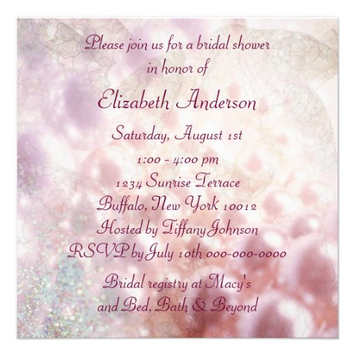 Pink Pearl Diamonds Elegant White Bridal Shower Invite