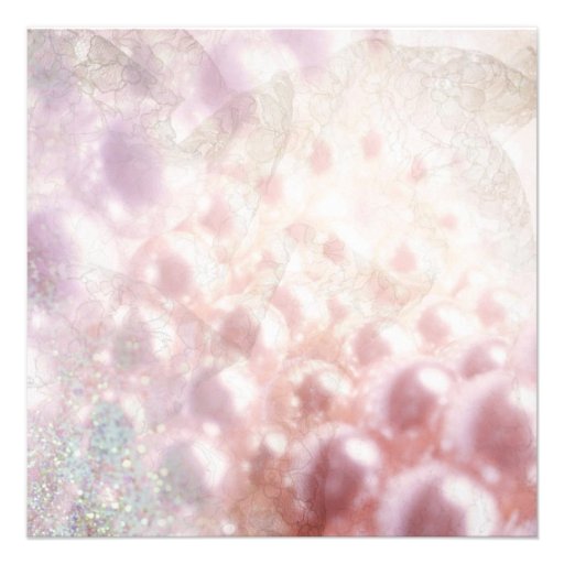 Pink Pearl Diamonds Elegant White Bridal Shower Invite