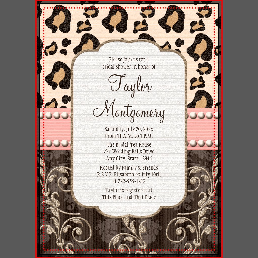 Bridal shower invitations leopard print