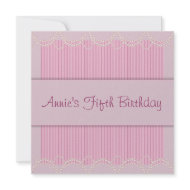 Pink Pearl Pinstripe Girls 5th Birthday invitation