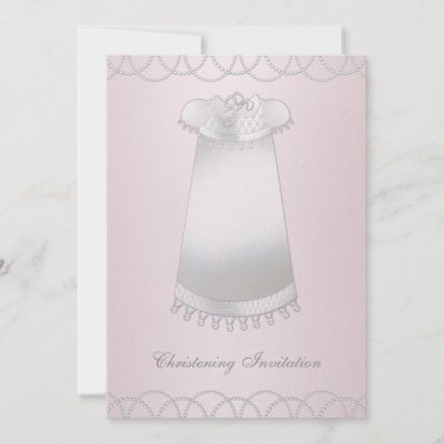 Baby Girl Baptism Gifts on Pink Pearls Gown Baby Girl Christening Announcement From Zazzle Com