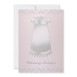 Pink Pearls Gown Baby Girl Christening Announcement