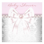 Pink Pearls Pink Damask Baby Shower Custom Invite