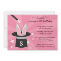 Pink Peek-a-Boo Rabbit Custom Magic Birthday Party Invitations
