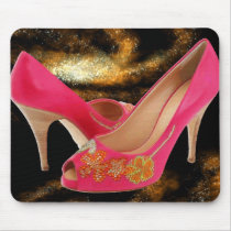 Pink Peeptoe Pumps with Swarovski Crystals mousepads by ElainePlesser Pink Peeptoe Pumps with Swarovski Crystals mousepads