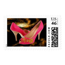 Pink Peeptoe Pumps with Swarovski Crystals postage