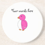 Pink penguin drink coaster
