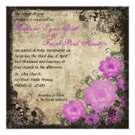 Pink Peonies Vintage Wedding Invitation