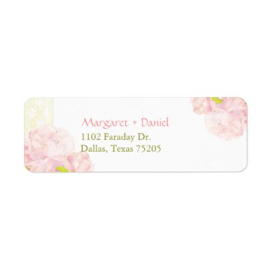 Pink Peony Blooms Botanical Wedding Label