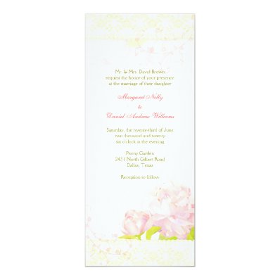 Pink Peony Bouquet n Swirls Wedding Card