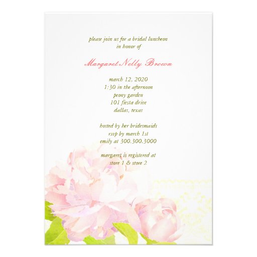 Pink Peony Chic Floral Bridal Shower Invitations