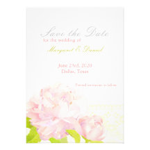 Pink Peony, Faux Lace Floral Wedding Save The Date Personalized Announcements
