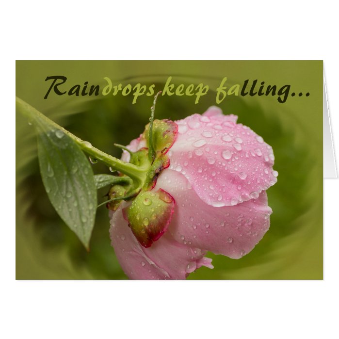 Pink peony flower with glittering raindrops CC0778 Greeting Card