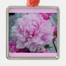 Pink Peony Peonies Square Ornament