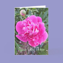 Pink Peony Rose Greeting Card *Customize* cards