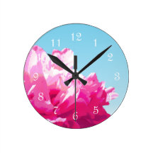 Pink Peony Round Clock