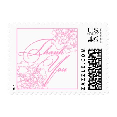 Pink Peony Thank You Stamp