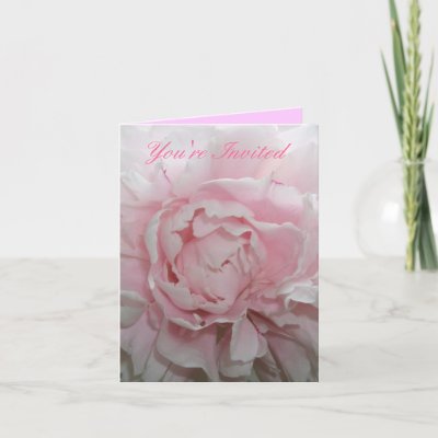 Pink Peony Wedding Invitation Template Cards by wondersofwnc