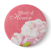 Pink Peony Wedding Maid of Honour Buttons (4