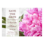 Pink peony wedding save the date announcement
