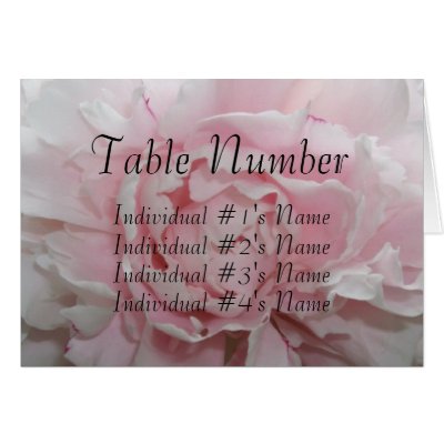 Pink Peony Wedding Table Place Card Template by wondersofwnc