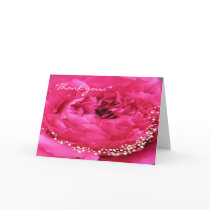 Pink Peony with Pearls Thank You Card