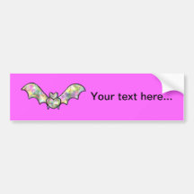 Pink Personalized Bat And Heart Bumper Sticker