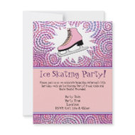 Pink Personalized Ice Skating Party Invitation invitation