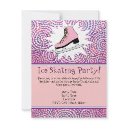 Pink Personalized Ice Skating Party Invitation invitation