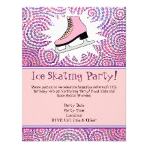 Pink Personalized Ice Skating Party Invitation