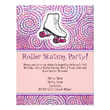 Pink Personalized Roller Skating Party Invitation