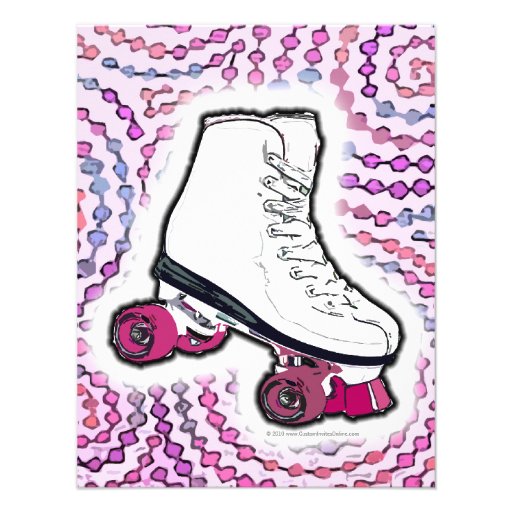 Pink Personalized Roller Skating Party Invitation