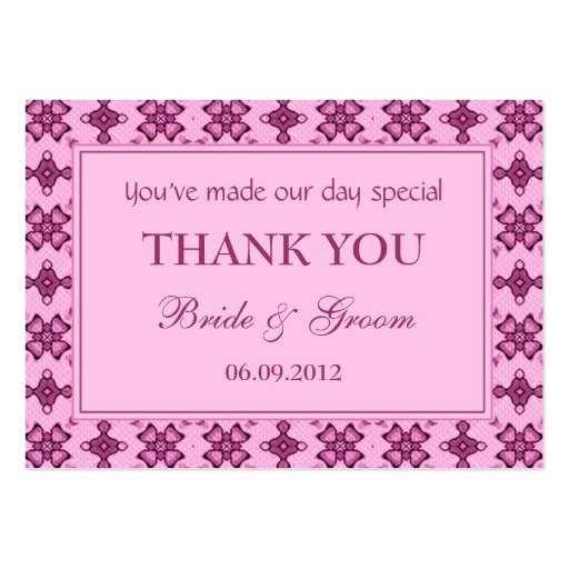 Pink Personalized Wedding Favor Gift Tags Business Card (front side)