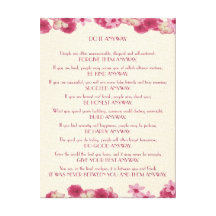 Pink Petal "Do It Anyway" Canvas Print