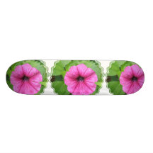 Pink Petunia Flower Skateboard