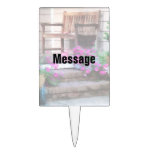 Pink Petunias and Watering Cans Rectangular Cake Topper