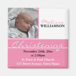 Pink Photo Christening or Baptism Invitation Fridge Magnets