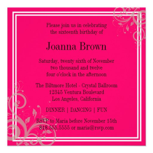 Pink Photo - Sweet 16 Invitation