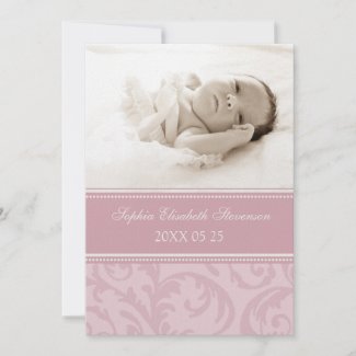 Pink Photo Template New Baby Birth Announcement zazzle_invitation