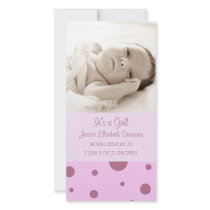 Pink Photo Template New Baby Birth Announcement Custom Photo Card