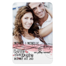 Pink Photo Template Save the Date Rectangular Magnet