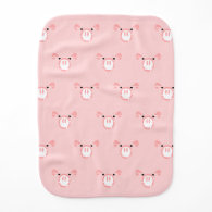 Pink Pig Face Pattern Burp Cloths