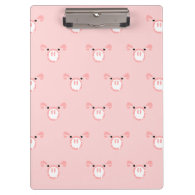 Pink Pig Face Pattern Clipboard