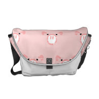 Pink Pig Face Pattern Courier Bag