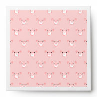 Pink Pig Face Pattern Envelope